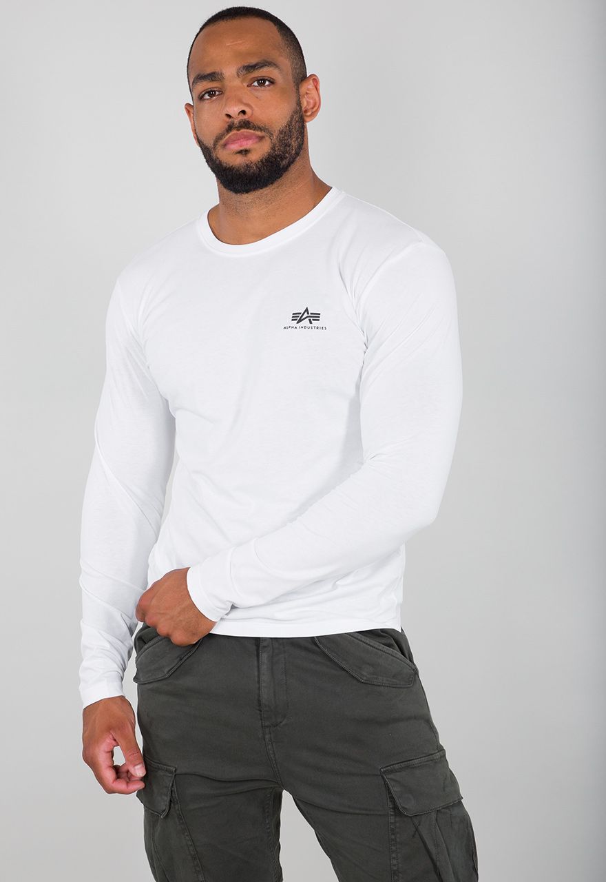 AlphaIndustriesBasicLSSmallLogoT-ShirtUnisexWhite-XXL