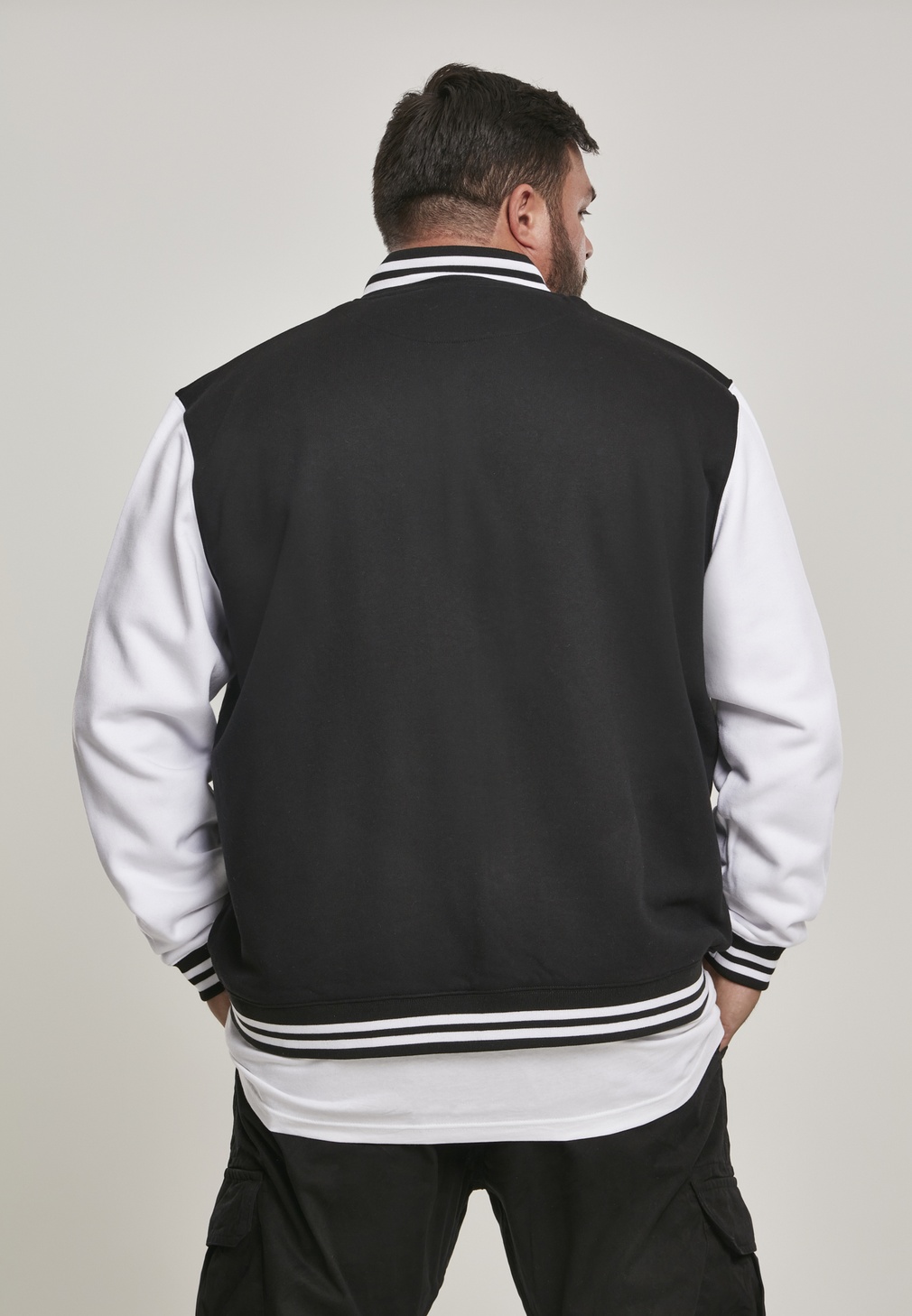 UrbanClassicsCollegeJacke2-toneCollegeSweatjacketBlackWhite-3XL