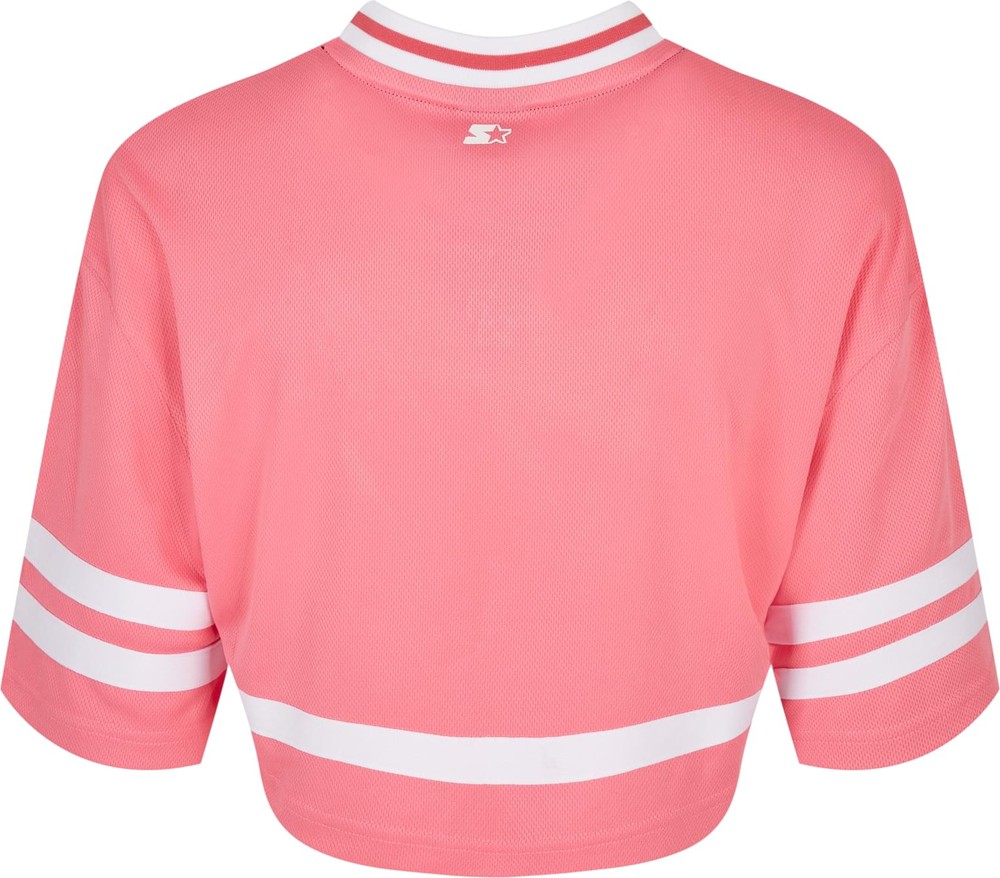 StarterBlackLabelDamenLadiesCroppedMeshJerseyPinkgrapefruitWhite-L