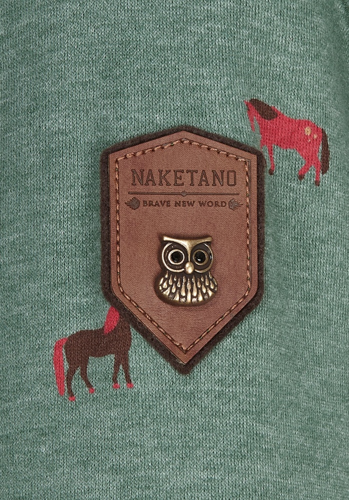 NaketanoDamenSweatjackeBrazzo1801-0301PineGreenMelangeSmallHorses-XS