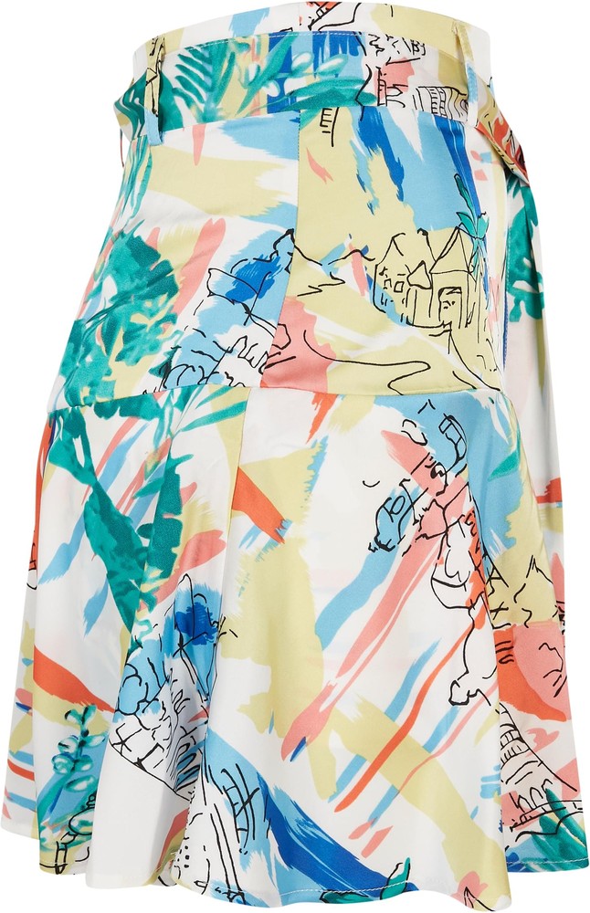UrbanClassicsDamenRockLadiesAopSatinMiniSkirtSoftyellowvacation