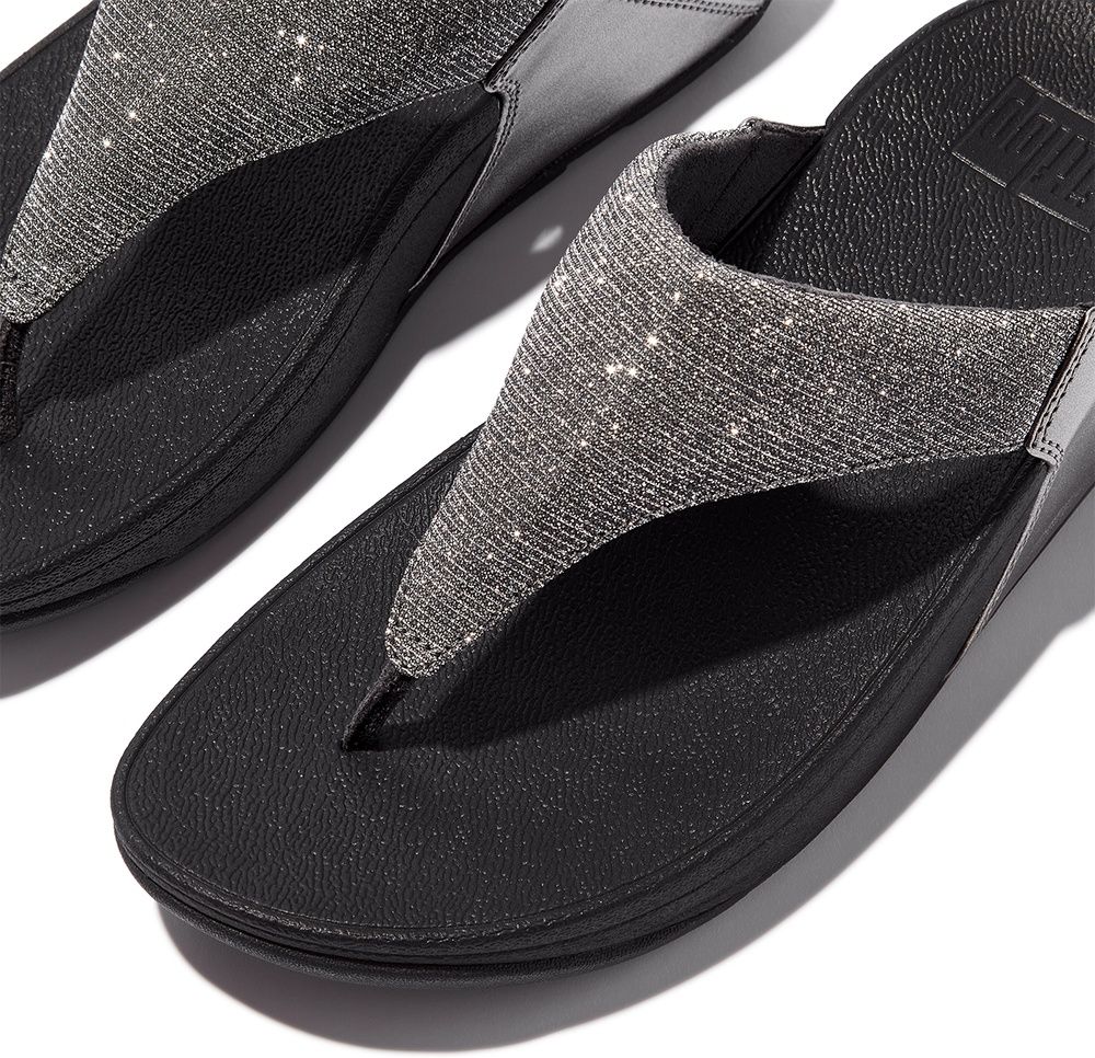 FitFlopDamenFlipFlopsLuluShimmerluxToe-PostSandalsFZ7Pewter-36