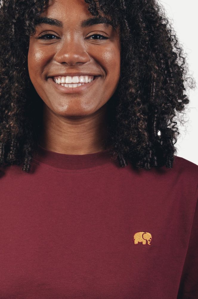 TrendsplantDamenT-ShirtWomensOrganicEssentialT-ShirtBurgundyRed-XS