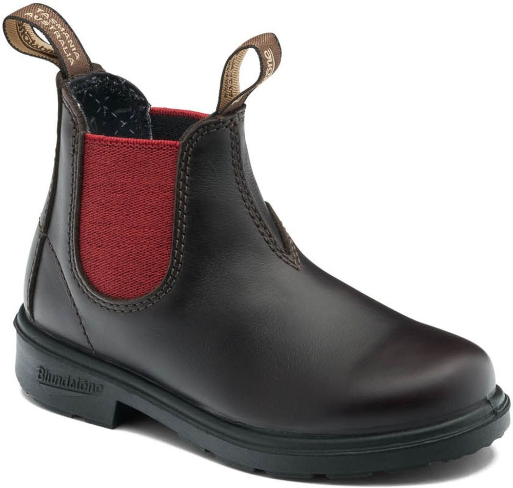 BlundstoneKinderStiefel2590BrownLeatherwithCrimsonElasticKids