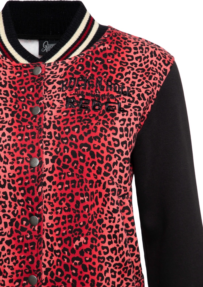 QueenKerosinDamenCollegeSweatJacketLeoRockNRollQKI34005