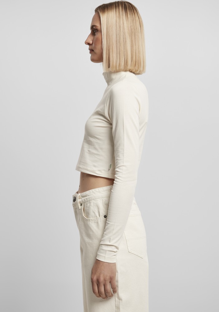 UrbanClassicsDamenLadiesOrganicCroppedTurtelneckLongsleeveWhitesand-3XL