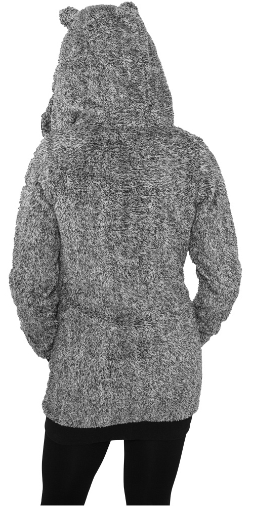 UrbanClassicsDamenHoodieZipLadiesMelangeTeddyZipHoodyBlackWhite
