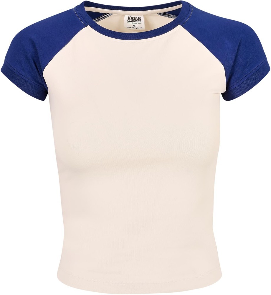 UrbanClassicsDamenT-ShirtLadiesOrganicStretchShortRetroBaseballTeeWhitesandSpaceblue-3XL