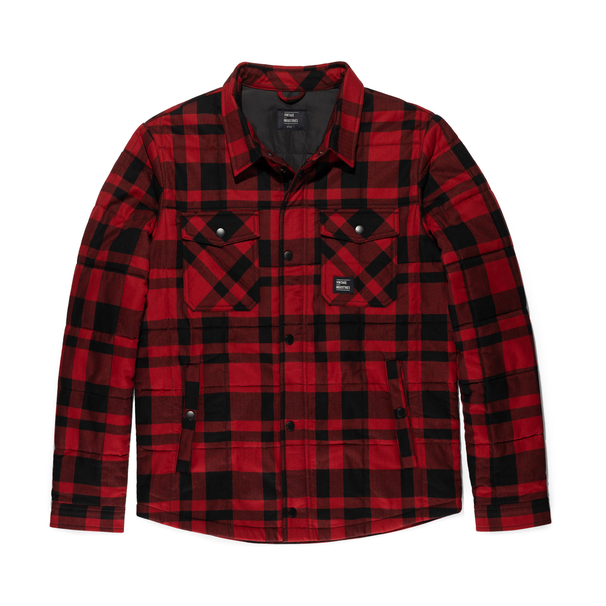 VintageIndustriesFlanell-JackeSquarePaddedShirtRedCheck
