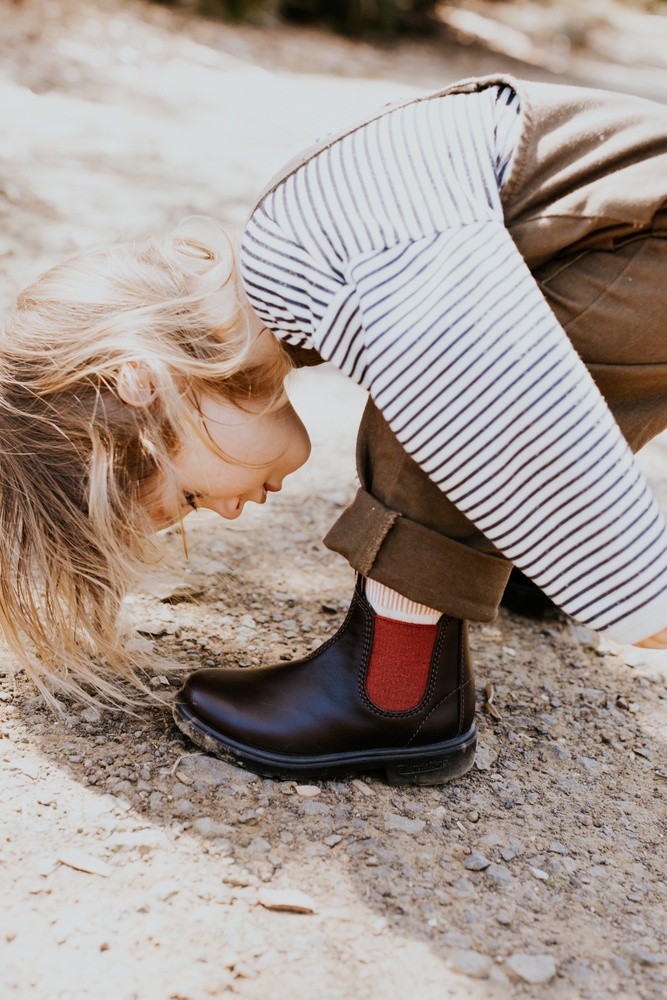 BlundstoneKinderStiefel2590BrownLeatherwithCrimsonElasticKids