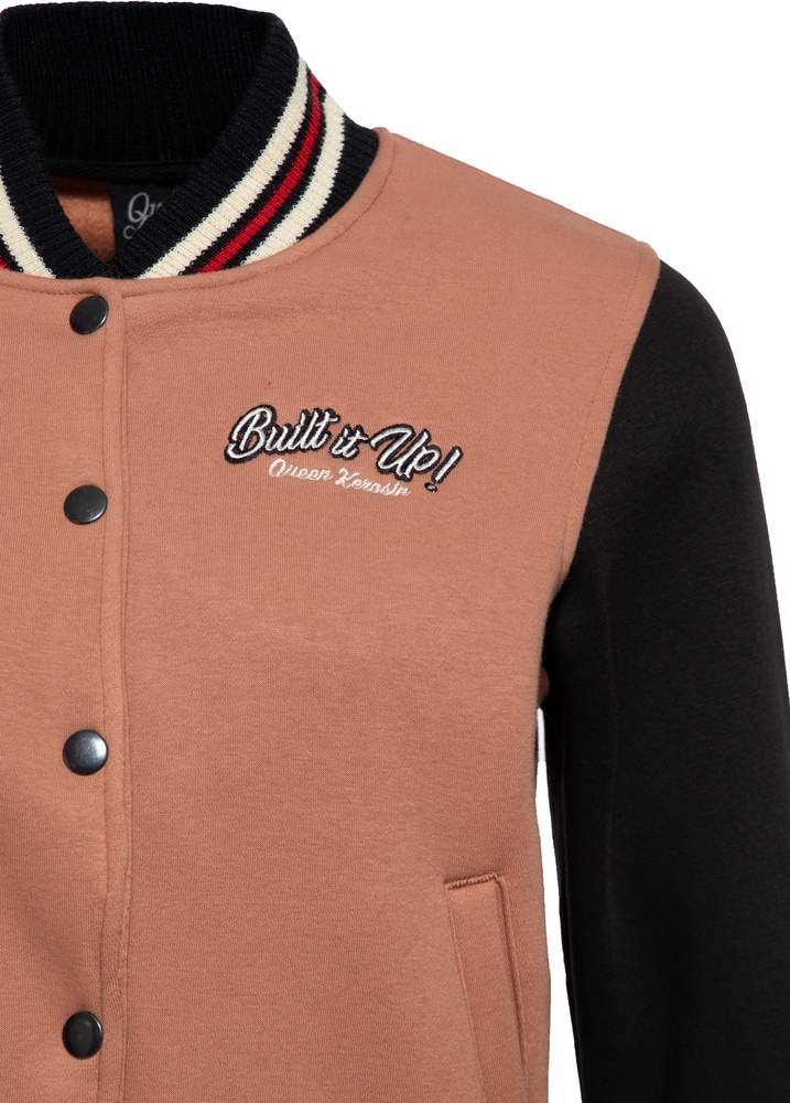 QueenKerosinDamenCollegeSweatJacketBuiltItUpQKI34002Latte-XS