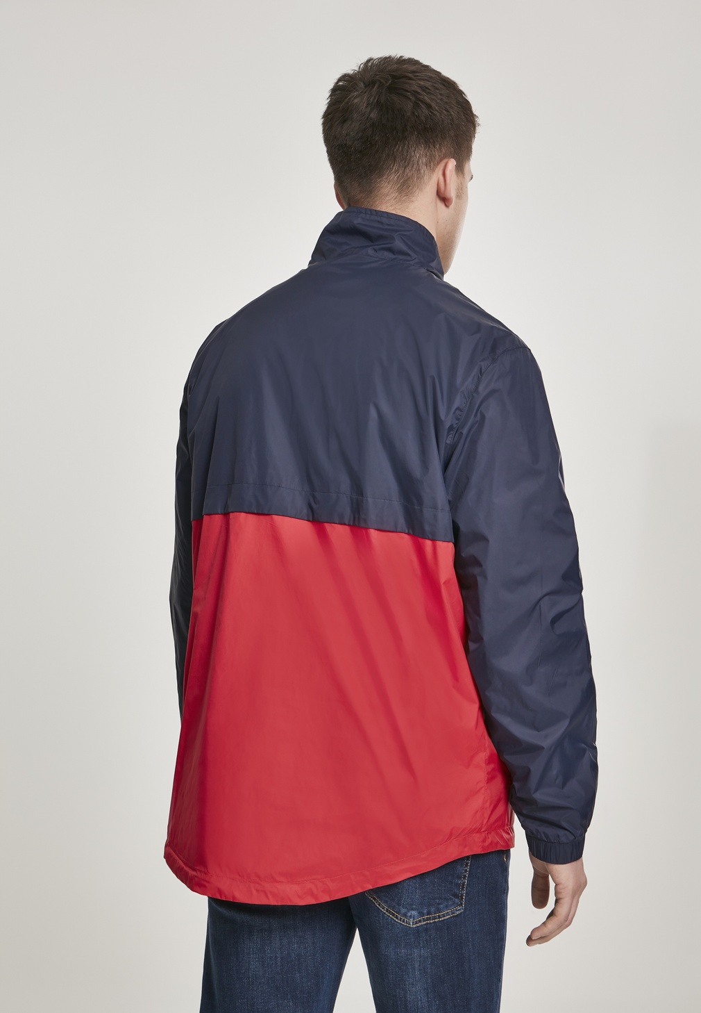 UrbanClassicsLeichteJackeStandUpCollarPullOverJacketNavyFireRed-L