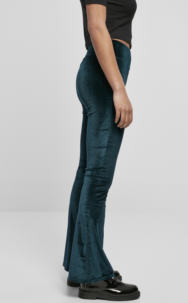 UrbanClassicsDamenLeggingsLadiesHighWaistVelvetBootCutLeggingsTeal-3XL