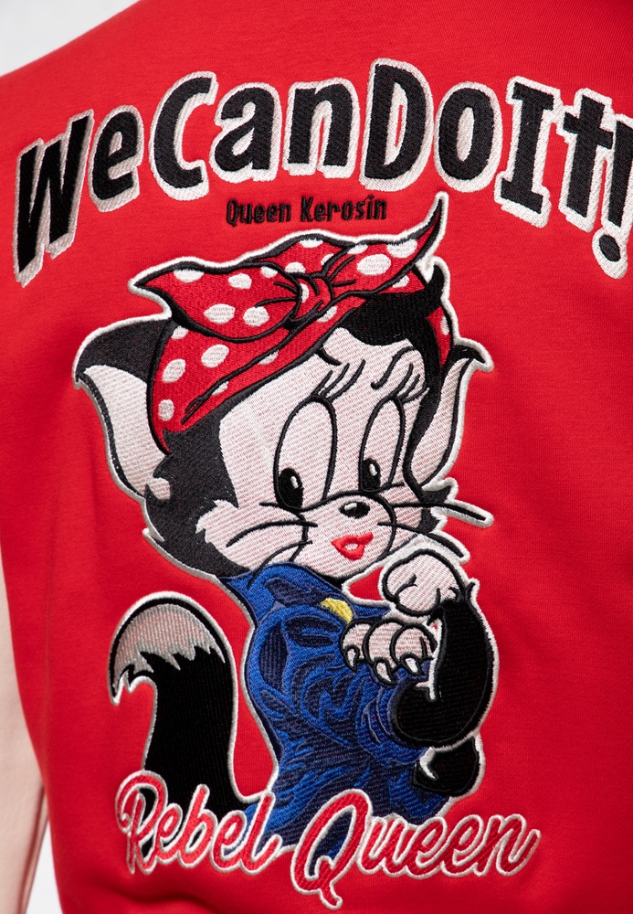 QueenKerosinDamenCollegeSweatJackeWeCanDoItQKU44003Red-XS