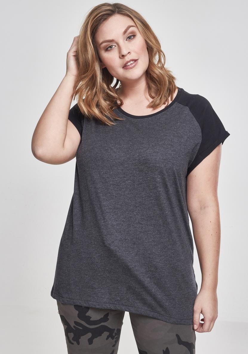 UrbanClassicsFemaleShirtLadiesContrastRaglanTeeCharcoalBlack-3XL
