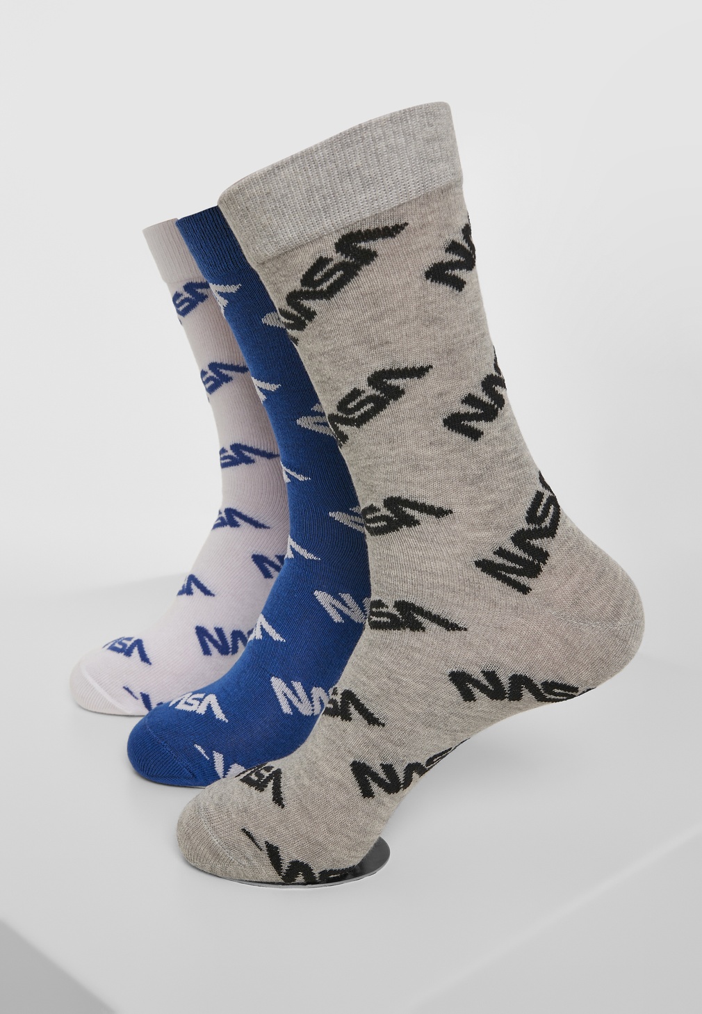 MisterTeeSockenNASAAlloverSocks3-PackBlueGreyWhite