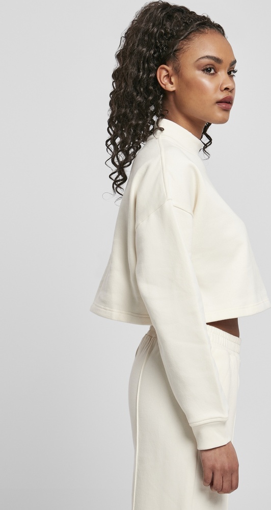 UrbanClassicsDamenSweatshirtLadiesCroppedOversizedSweatHighNeckCrewWhitesand-3XL