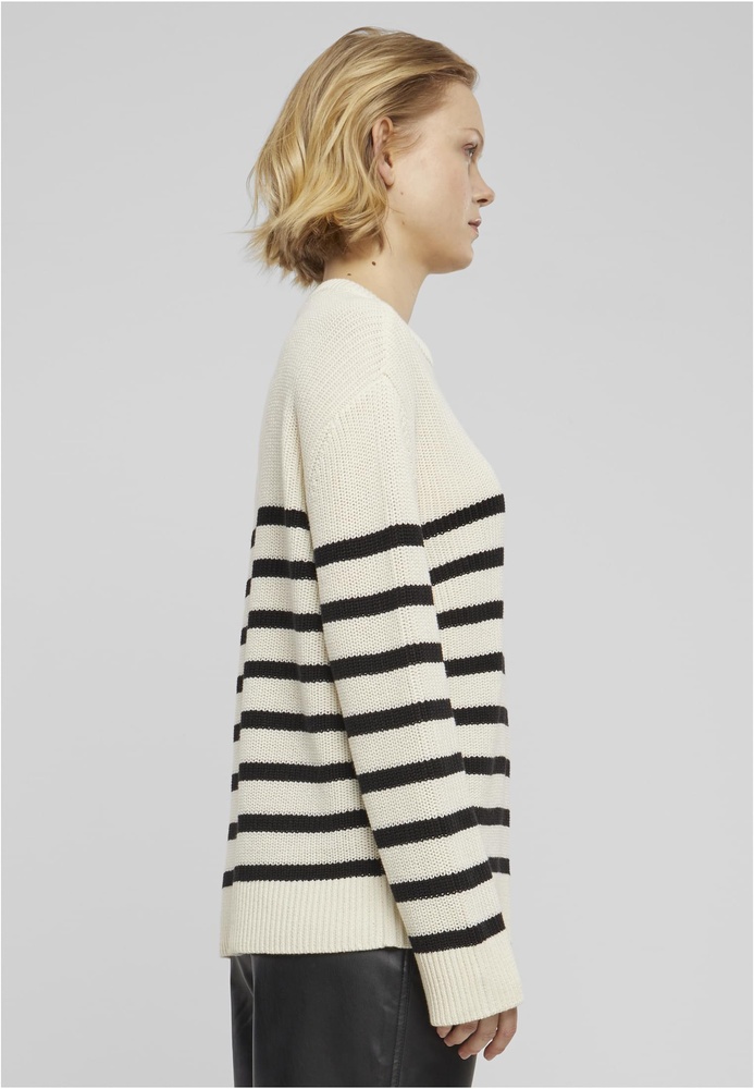 UrbanClassicsDamenLadiesRibStripedSweaterTB6895WhitesandBlack-3XL
