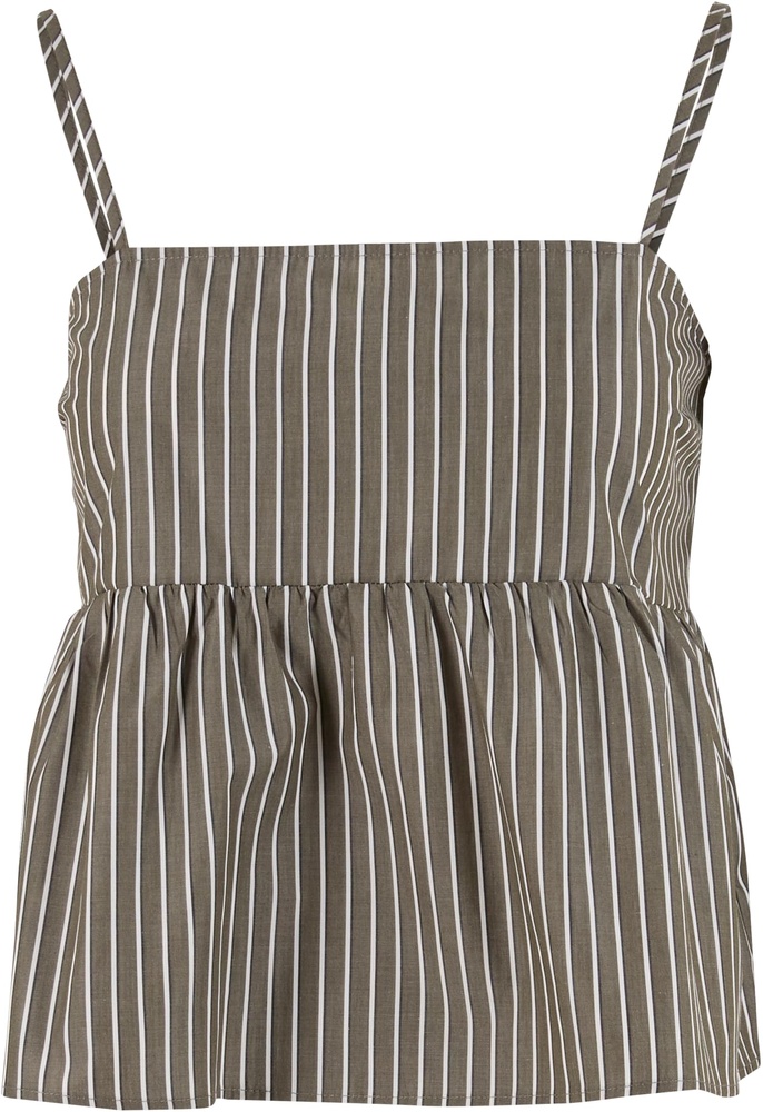 UrbanClassicsDamenLadiesStripedCottonCamiTopTB7531OliveWhite-L