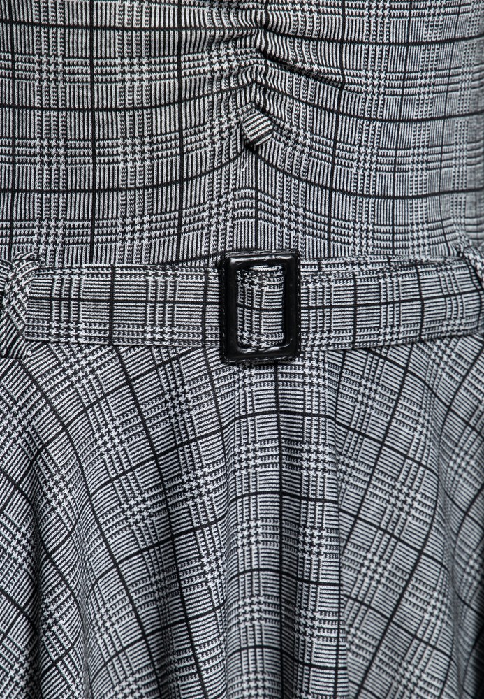 QueenKerosinDamenSwingkleidinKaro-OptikGrau