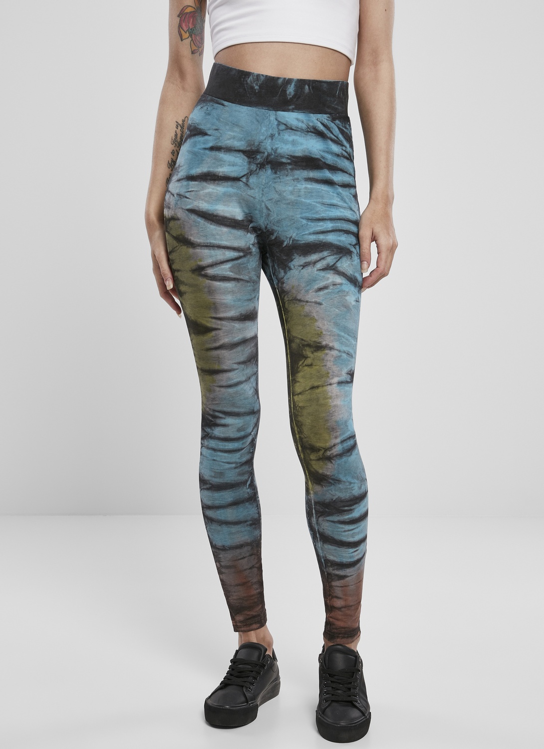 UrbanClassicsDamenLeggingsLadiesCottonTieDyeHighWaistLeggingsBlack