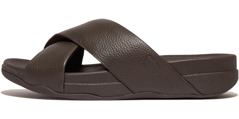 FitFlopSandalenSurferMensTumbled-LeatherCrossSlidesHA6ChocolateBrown-42