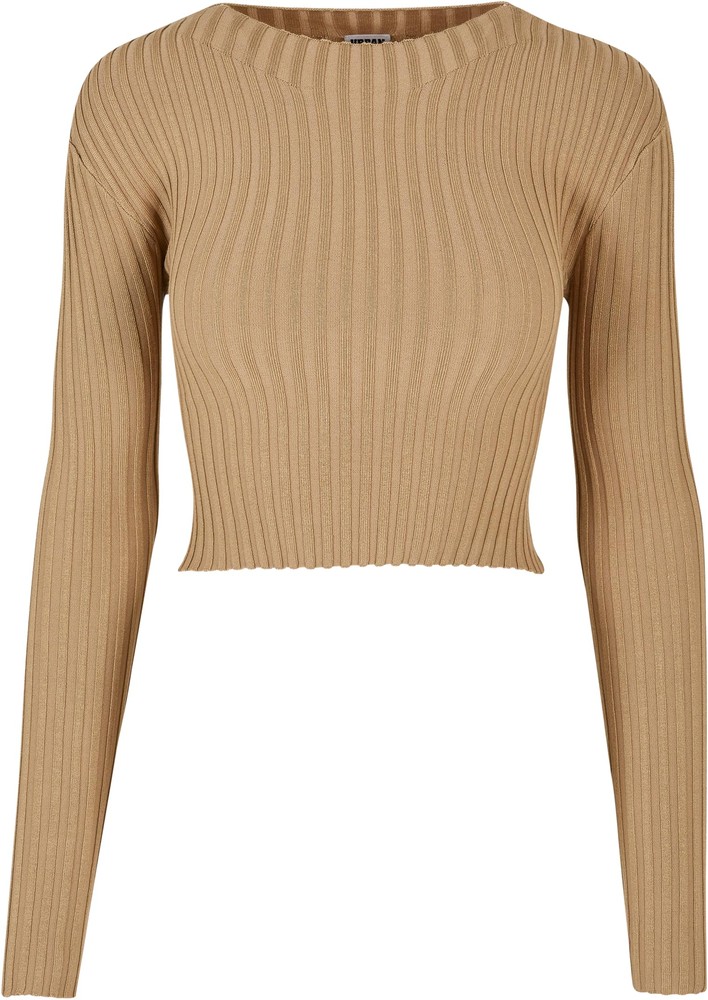 UrbanClassicsDamenLadiesShortRibKnitTwistedBackSweaterUnionbeige-3XL