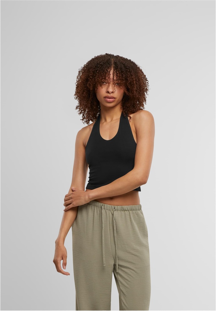 UrbanClassicsDamenT-ShirtLadiesBasicNeckholderJerseyTopTB7533