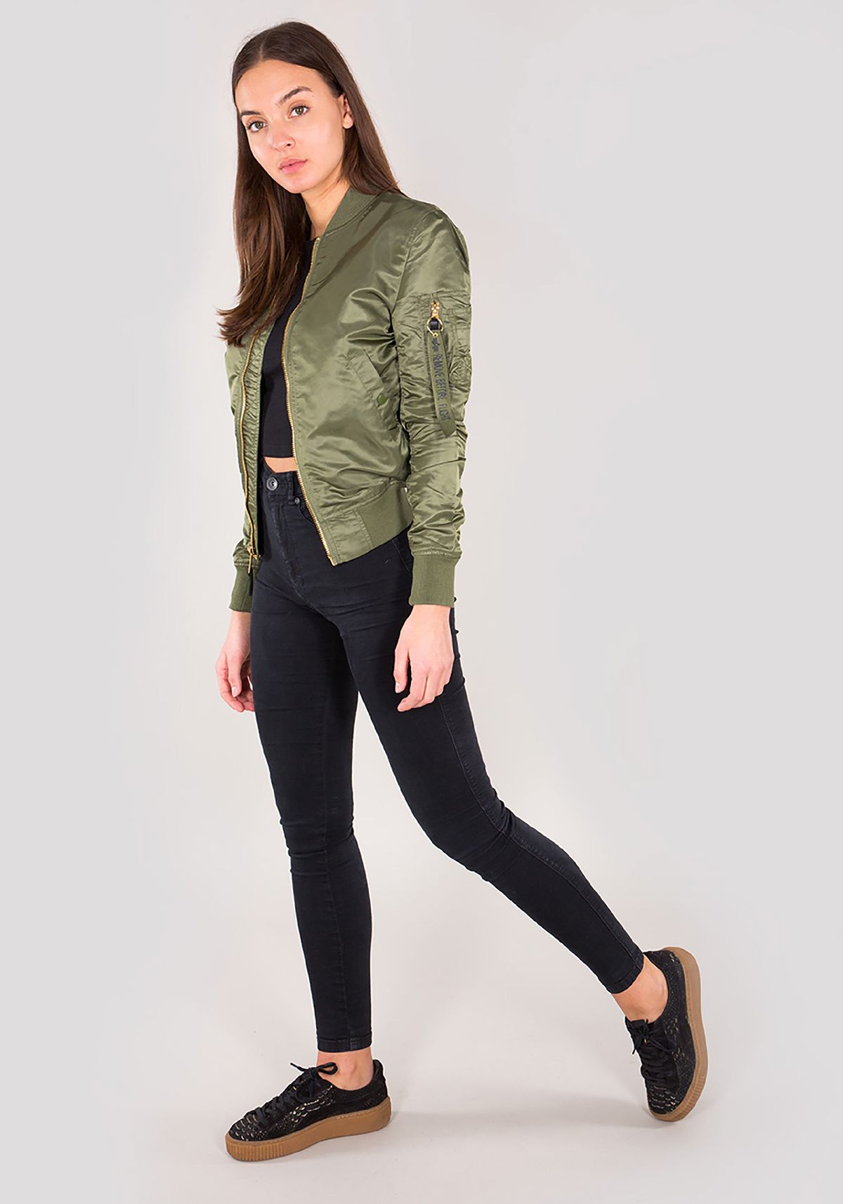AlphaIndustriesDamenJackeMA-1VFLWWomenSage-GreenGold