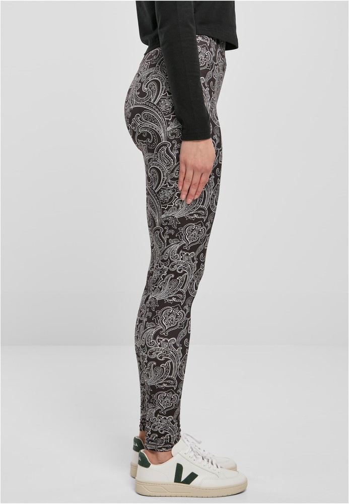 UrbanClassicsDamenLadiesSoftAopLeggingsBlacknewpaisley-3XL