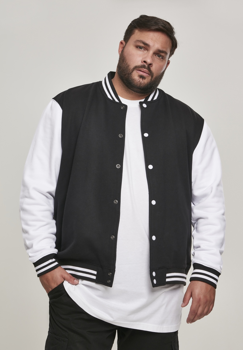 UrbanClassicsCollegeJacke2-toneCollegeSweatjacketBlackWhite-3XL