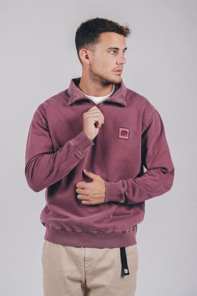 TrendsplantSweaterSauceLoopbackPigmentDyedHalfZipSweaterGarnachaRed