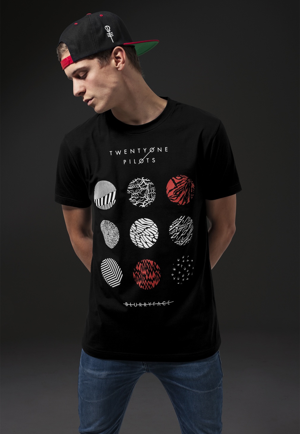 MerchcodeT-ShirtTwentyOnePilotsPatternCirclesTeeBlack