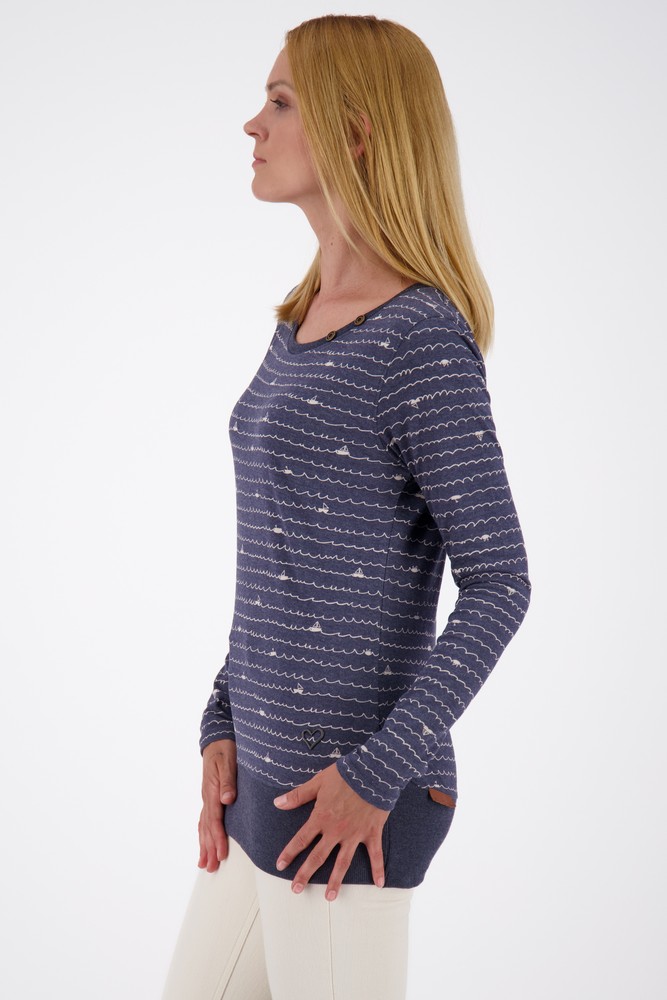 AlifeKickinDamenConnyAKBLongsleeveMarineMelange