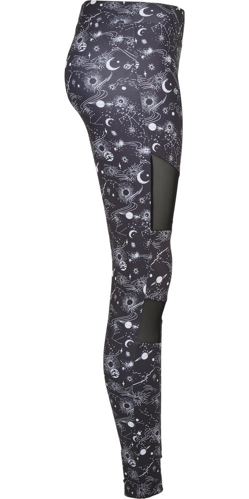 UrbanClassicsDamenLadiesTechMeshAOPLeggingsBlackuniverse-3XL