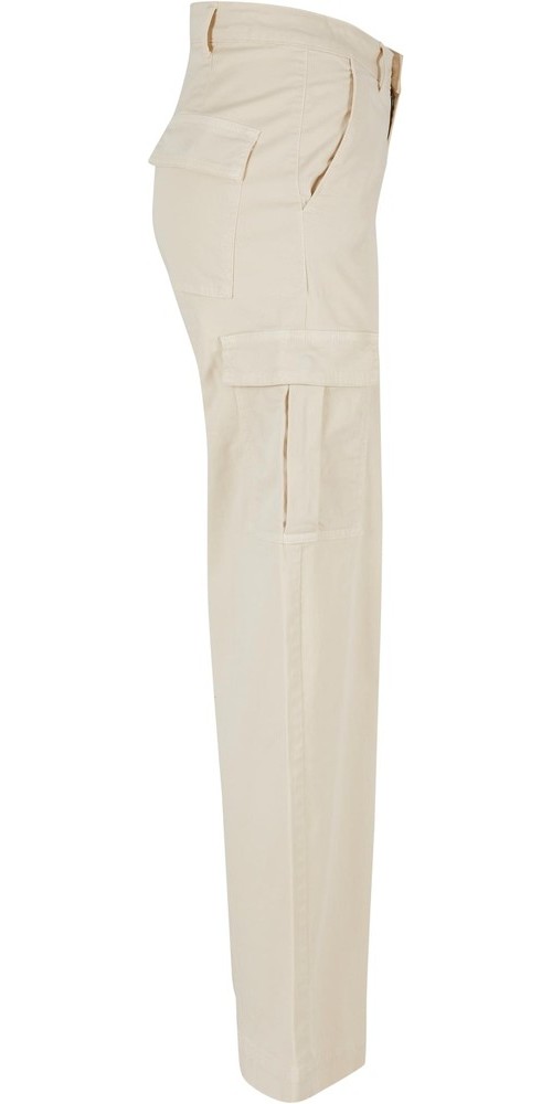 UrbanClassicsDamenHoseLadiesHighWaistWideLegTwillCargoPantsWhitesand-26