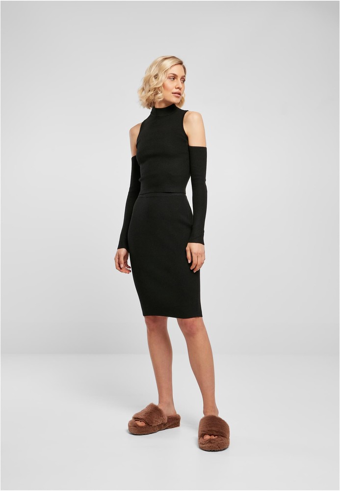 UrbanClassicsDamenLadiesRibKnitCutOutSleeveLongsleeveBlack