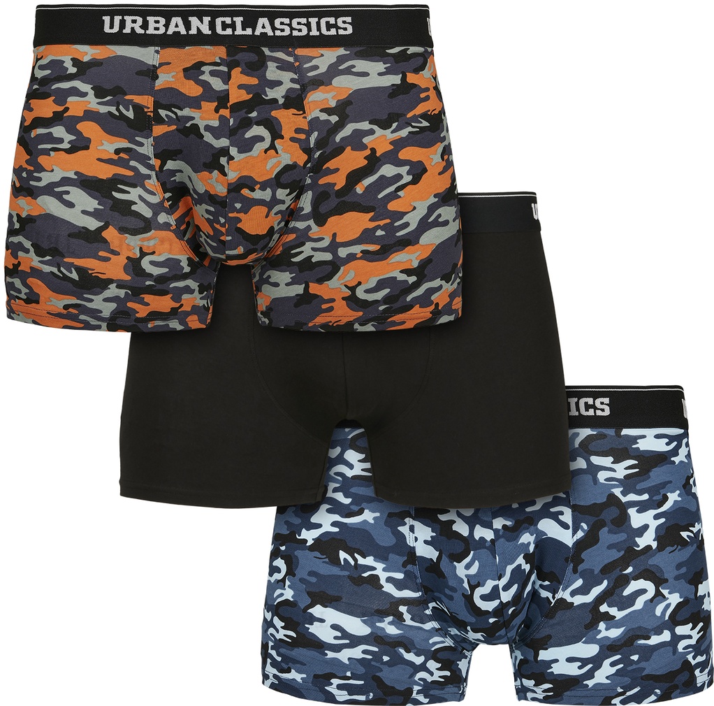 UrbanClassicsBoxershortBoxerShorts3-PackBlueCamouflageOrangeCamouflageBlack