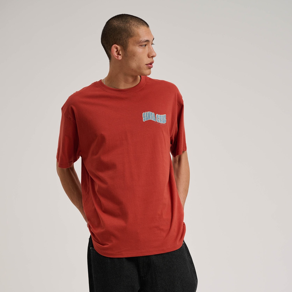 SantaCruzTikiHandStripT-ShirtSCM-T3225DarkRust-XS