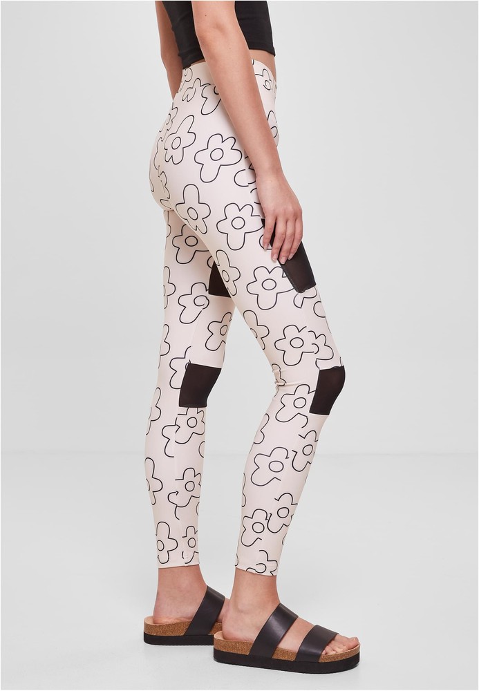 UrbanClassicsDamenLadiesTechMeshAOPLeggingsSoftseagrassflower-3XL