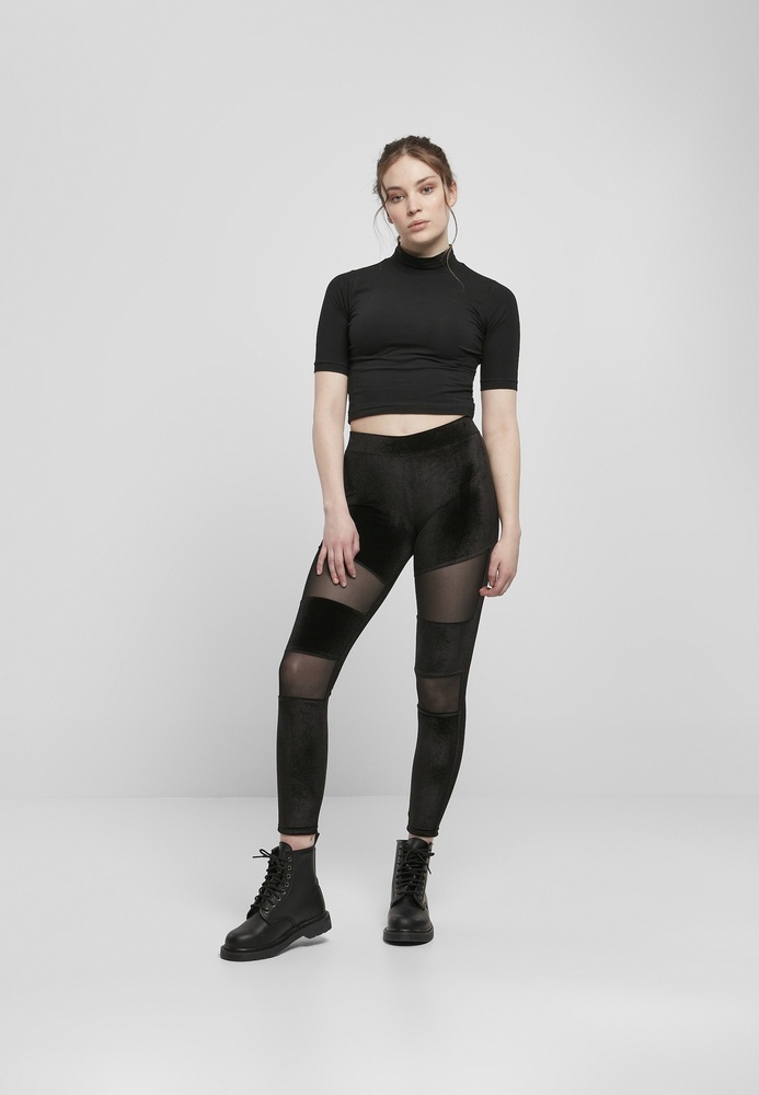 UrbanClassicsDamenLeggingsLadiesVelvetTechMeshLeggingsBlack