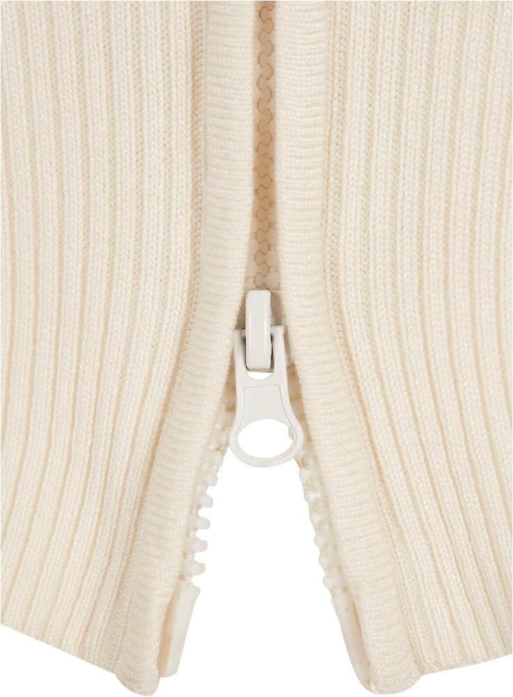 UrbanClassicsDamenStrickjackeLadiesCroppedRibKnitZipCardiganWhitesand-3XL