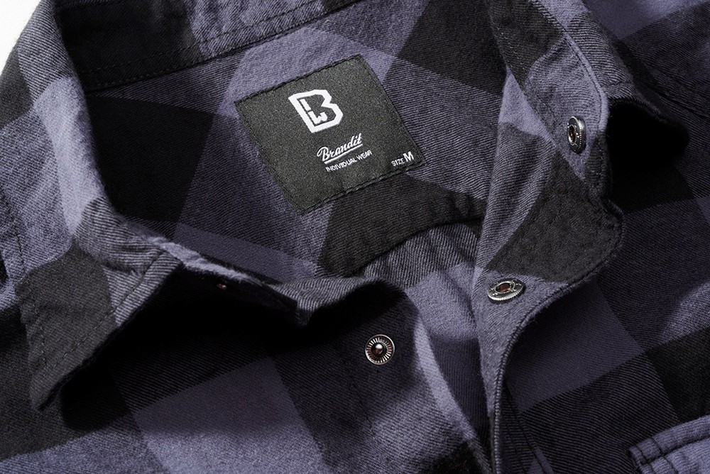 BranditMenHemdCheckshirtsleevelessBlackGrey