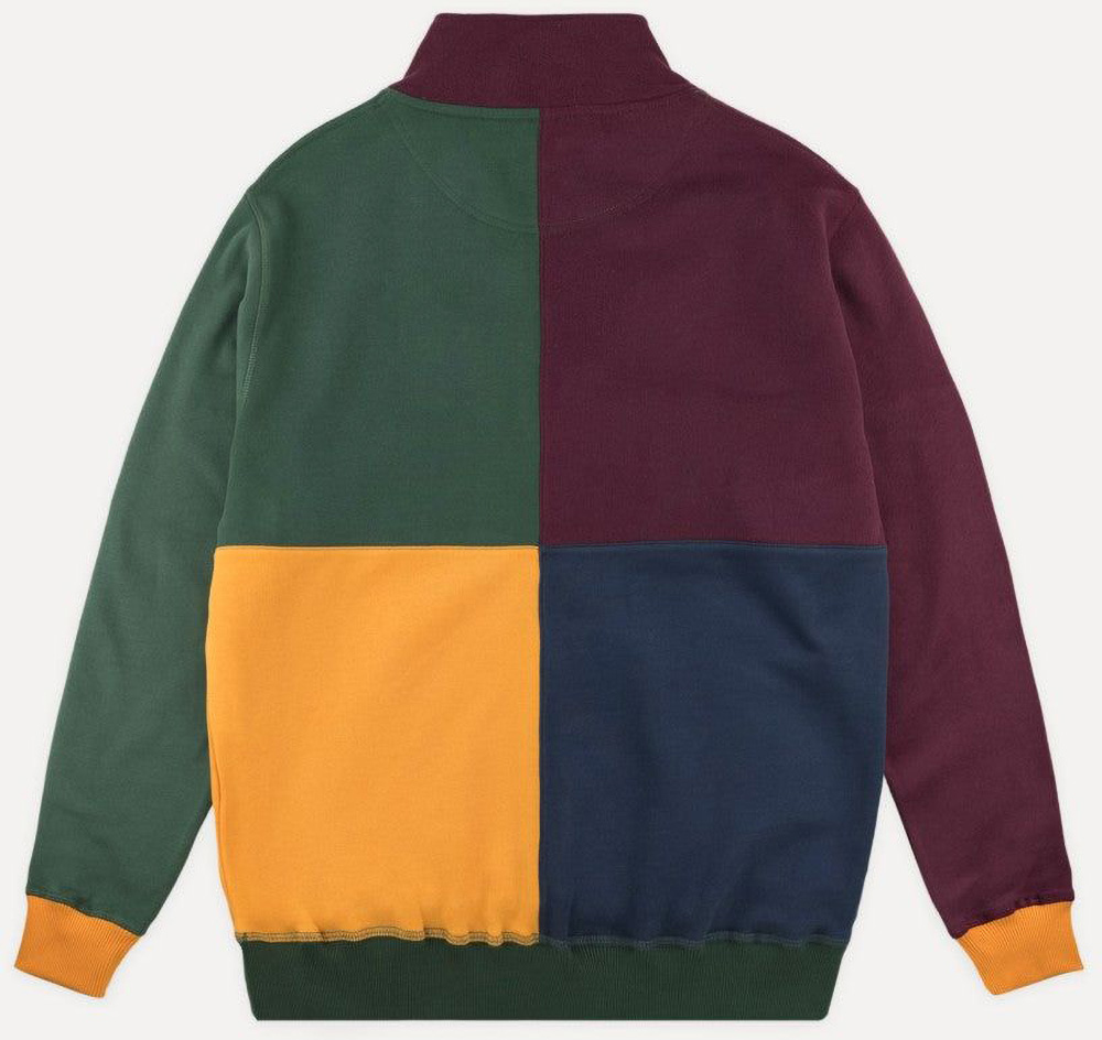TrendsplantSweaterColorBlockHalfZipSweaterHarlequinGreen-XS