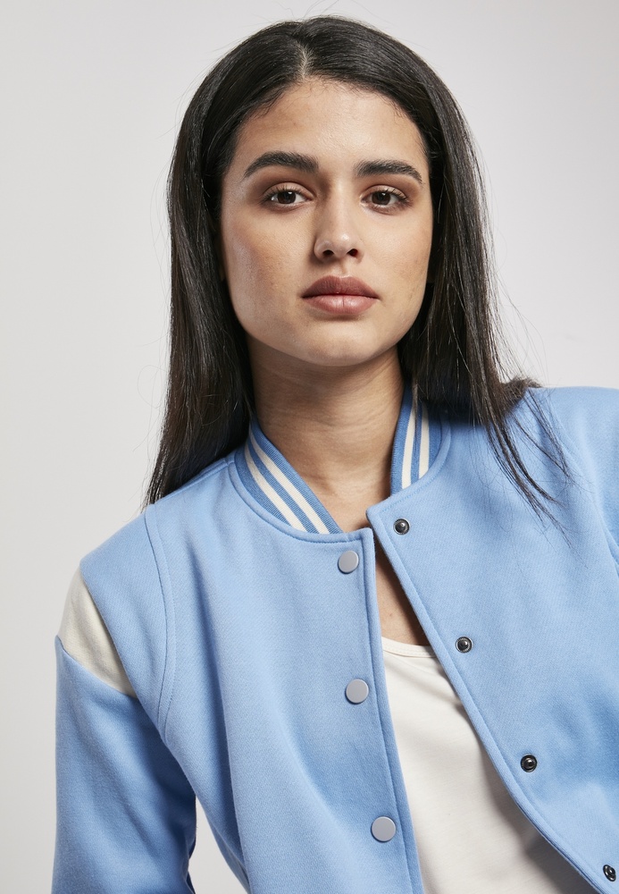 UrbanClassicsDamenJackeLadiesInsetCollegeSweatJacketClearwaterWhitesand-3XL