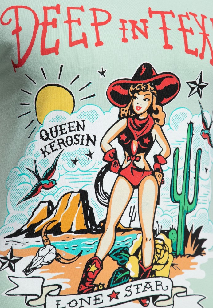 QueenKerosinDamenContrastT-ShirtDeepinTexas