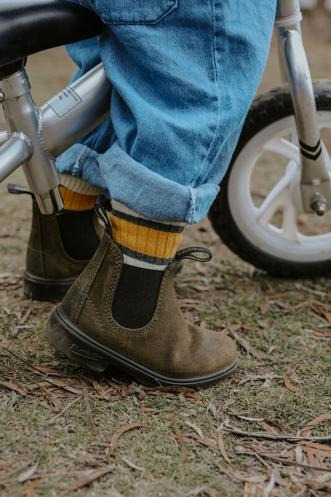 BlundstoneKinderChelseaBoots2496DarkOliveWaxedSuedeKidsBrown-K2UK