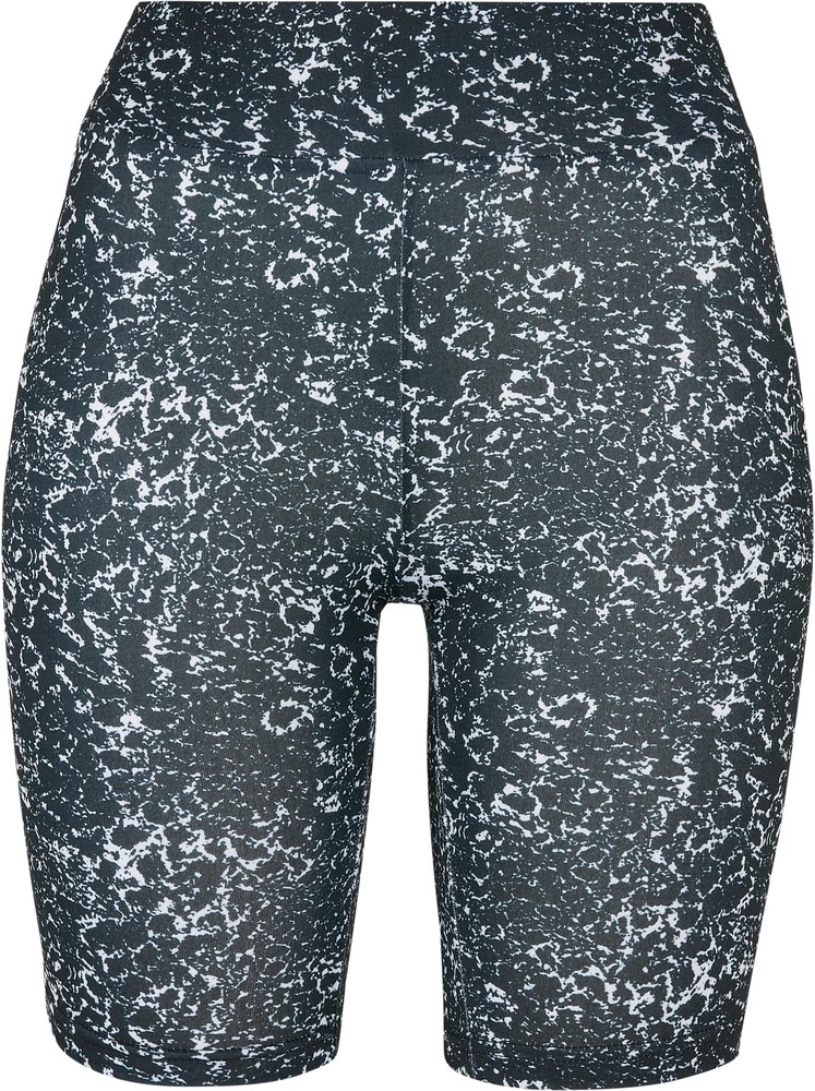 UrbanClassicsDamenLadiesTieDyeHighWaistCycleShortsBlackWhite