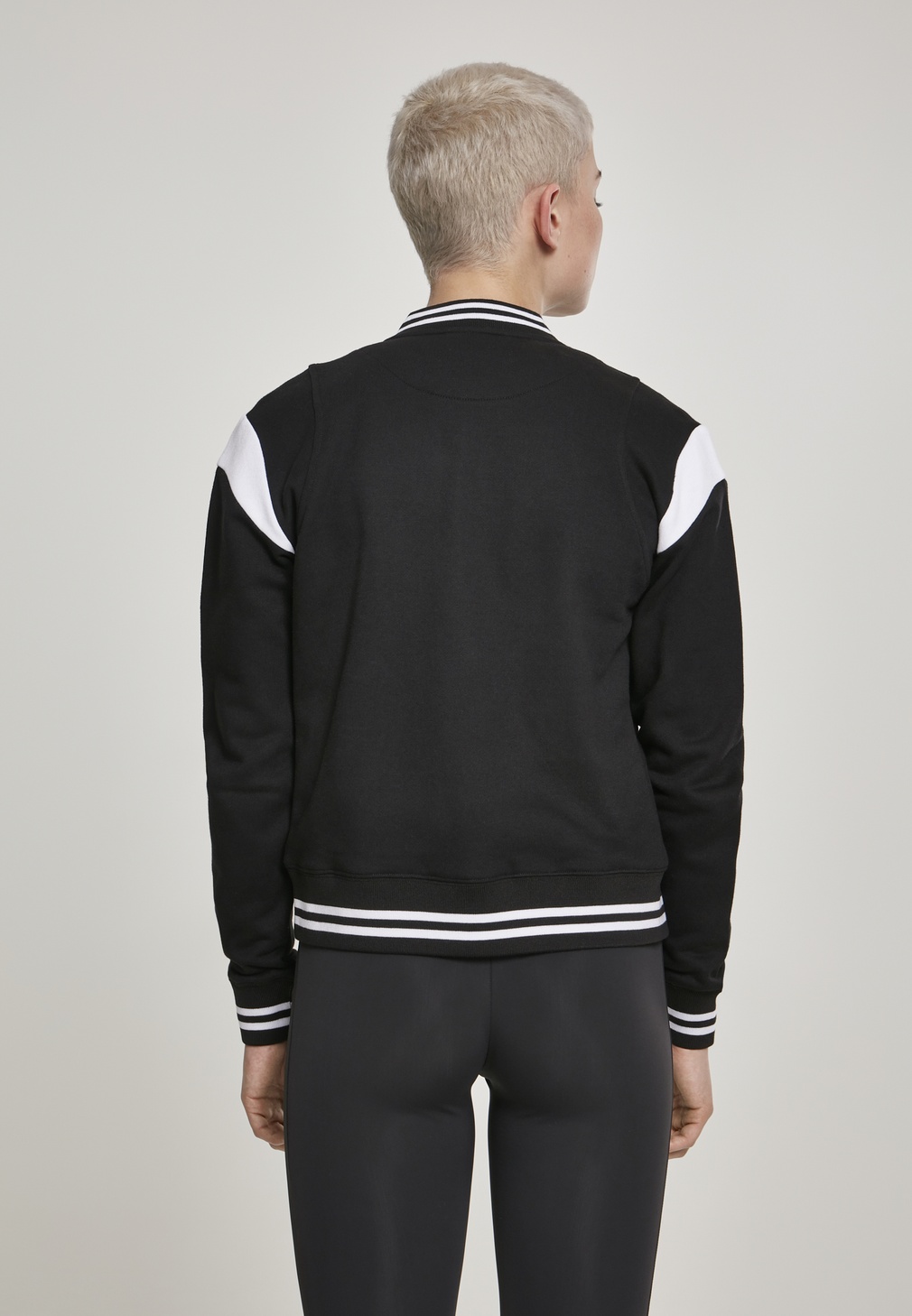 UrbanClassicsDamenJackeLadiesInsetCollegeSweatJacketBlackWhite-3XL