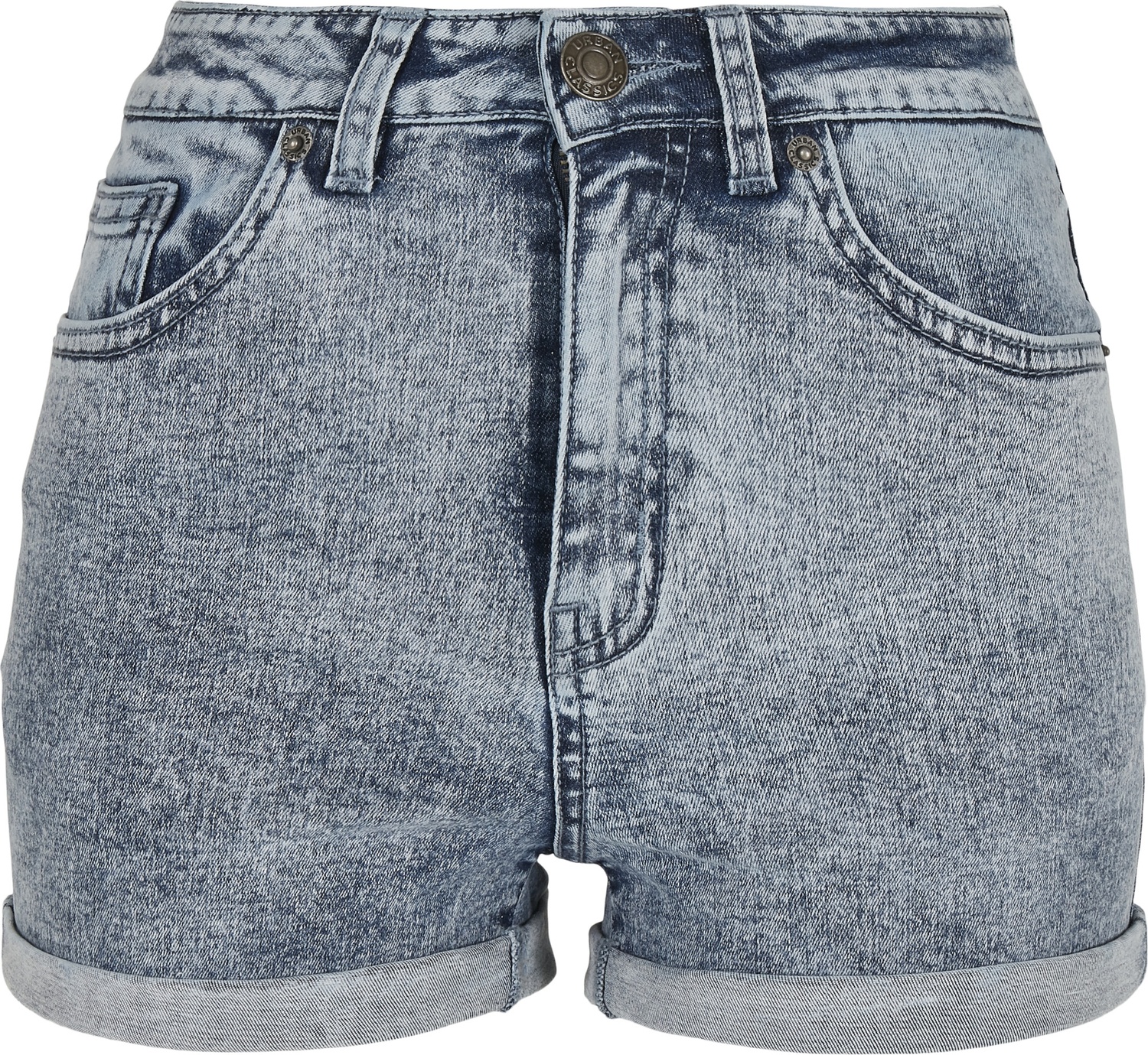 UrbanClassicsDamenLadies5PocketShortsLightSkyblueAcidWashed-26